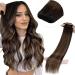 LAAVOO TREEEN REAL HAUR Extensions Braun Balayage Real Hair Tress to Sew darkest brown ombre light brown Remy Sew In Extensions Real Hair Weaving Small 80g #2/8/2 30cm 30cm 1.14 #2/8/2