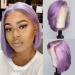 10inch Light Purple Bob Wig Lace Front Glueless Pre Plucked with Natural Hairline 13x6x1 Lilac Virgin Human Hair Bob Wigs 150% Density Can be Colored 10 Inch #0lilac