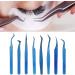 8-Piece Stainless Steel Eyelash Tweezers Set - Fine Tip Ergonomic Blue Titanium Eye Makeup Tools for Women - Portable & Durable - Buy Online on GoSupps.com