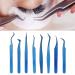 Eyelash Tweezers Set for Extensions - 8-Piece Stainless Steel Blue Tweezers with Straight & Bent Tips - Buy Online on GoSupps.com