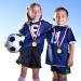 Juvale 12 Pack Soccer Medals - Gold Metal Team Participation Trophies for Kids and Adults - Perfect for Parties - Red, White, Blue Stripes with Soccer Ball and Goal Net Design - Buy Online on GoSupps.com