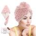 JEFFSUN Microfiber Hair Drying Towel Wrap 2-Layer Extra Thick Super Absorbent Hooded Hair Towel for Women Long Curly Frizzy Wet Hair 2 Colors Pink & White Reversible Hair Turban Towel White & Pink