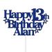 Personalised Happy Birthday Cake Topper by KreateSquare | Custom Party Decoration with Any Name Any Age | Multicolour Acrylic Cake Topper 13th 16th 18th 21st 30th 50th 60th 80th (Navy Blue)