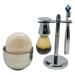 G.B.S Men's Shaving Kit - 5 Blade Razor Stainless Durable Wide Handle for Strong Grip Shaving Brush Razor + Brush Stand Chrome shaving Bowl & All-natural Shave soap