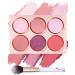 6 Colors Matte Blush Palette with Brush Set Contour Eyeshadow Highlighter Multiuse Makeup Palette for Cheek Long-lasting Waterproof Silky Texture High Pigment Rose Embossed Blusher for Women Gift-01