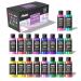 ABEIER Iridescent Acrylic Paint  Set of 18 Chameleon Colors  2 oz/60ml Bottles  Color-shifting  Non-Toxic  High Viscosity  Blendable  Paints on Rocks Crafts Canvas Wood  Fabric  Ceramic & Stone