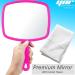 Professional Hand Held Vanity Mirror - Salon Style Makeup Tool with FREE Towel (Pink) - Buy Online on GoSupps.com