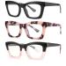 Bullabulling 3 pack Oprah style Spring hinge Readers Blue Light Blocking Computer Square Reading Glasses for Women Men Black/Tortoise/Blackpink 1.5 x
