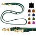 Dogeleine fat leather brass small dogs / large dogs 2m / 2.40m / 2.80m / 3.50m / 5m double linen adjustable (5m x 12mm fir green) 5m x 12mm fir green