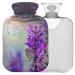 Naanle hot water bottle with cover butterfly lavender flowers Transparent hot water bottle heat bottle for back pain relief handfoot warmer neck warmth and cold therapy 2l