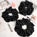 9.5 inch Silk Oversized Scrunchies 3 Pack - Extra Large Satin Hair Ties for Women and Girls - Black Black Black - Buy Online on GoSupps.com