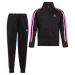 adidas Girls Zip Front Classic Tricot Jacket and Joggers Set, Black With Pink, 6 Plus