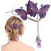 Shurzzesj Butterflies Hairpin | Hair Accessories Clip For Women - Hair Grab Clips Elegant Hairpin For Women Rhinestone Tassel Hair Chain Tassel Hair Chain Purple - Buy Online on GoSupps.com