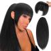 Allyreetress Yaki Drawstring Ponytail with Bangs - Long Yaki Straight Ponytail Extension for Black Women Synthetic Hairpiece Clip in Ponytails Extension for Daily Party Use (black) 20 inches with bangs black