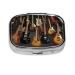 Guitars Printing 2 Compartment Small Pill Case Cute Small Pill Box Purse Pill Boxs Travel Pill Organizer for Pocket Purse and Travel Gifts