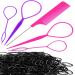 1000Pack Black Elastic Hair Ties Luumxai 4pcs Topsy Tail Hair Tools French Braid Tool Loop Mini Elastic Hair Rubber Bands 1pcs Metal Pin Rat Tail Comb for Woman Girls Hair Styling