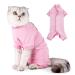 Heywean Katzenbody after op castration pet-medical surgical shirt surgery recovery suits for cats long-sleeved catwear anti-trim alternative neck crauses for cats l pink