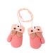 Ruixia Kids Winter Knitted Gloves Cute Cartoon Bear Hang Neck Mittens Newborn Baby Warm Mitten Thicken Cashmere with Rope Mitten Thermal Full Finger Wrist Glove Boy Girl 0-3Y Gift Deep Pink