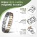 MagEnergy Titanium Steel Magnetic Bracelet for Men - Double Row Ultra Strength Magnets, Adjustable Links Removal Tool, Gift Box - Silver+Gold - Buy Online on GoSupps.com
