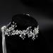 Handmade Crystal Rhinestone Floral Headpiece Wedding Bridal Hair Accessory - Silver Ivory Ribbon - Buy Online on GoSupps.com
