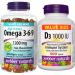 Webber Naturals Omega 3-6-9 Fish Oil 1 200 mg + Vitamin D3 1000 IU Bundle