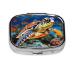 Colorful Sea Turtle Printing 2 Compartment Small Pill Case Cute Small Pill Box Purse Pill Boxs Travel Pill Organizer for Pocket Purse and Travel Gifts