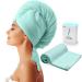 YFONG Large Microfiber Hair Towel Wrap for Women Wet Curly Long Thick Hair Ultra-Absorbent Quick Dry Hair Towel Anti Frizz Hair Turban with Elastic Band