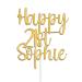 Personalised Acrylic Birthday Cake Topper by KreateSquare - Customised With Any Name Any Age Custom Colour Birthday Cake Decoration (Gold)