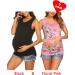 Unibelle Women's Maternity Nursing Tank Top Tee - Double Layer Sleeveless Pregnancy Shirt | S-XXL | 2pcs Set in Black + Floral Pink - Buy Online on GoSupps.com
