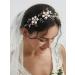 SWEETV Gold Wedding Headband - Pearl Flower Bridal Hairpiece for Women - Crystal Hair Vine Accessory - Buy Online on GoSupps.com
