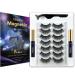 Alcastar Magnetic Eyelashes with Eyeliner Kit Natural Magnetic Eyelash Magnetic Lashes 7 Pairs Magnetic Eyeliner 2 tubes Magnetic Eyelash Kit Waterproof Easy to Use Comfortable