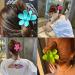 3Pcs Large Flower Hair Claw Clips Set - Floral Matte Barrettes for Women Medium Thick Hair, Holiday Cute Jaw Clip in Lake Blue, Rose Red, Grass Green - Buy Online on GoSupps.com