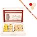 Ghasitaram Gifts Rakhi Gifts for Brothers Rakhi Sweets - Box of Sugarfree Kaju Katli and Sugarfree Mawa Peda with Pearl Beads Rakhi