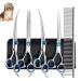 Diompirux 5-pack Profi Dog Chances Set including 1 Effilier scissors 2 curved 1 straight scissors 1 fur care comb for fur care dog cat pet for full body face nose and ear