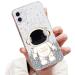 Tivenfezk nadoli for iPhone 12 mini astronaut hidden stand shell caricature glitter stand soft silicone bling transparent protective cover iphone 12 mini clear