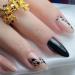 Justotry 24 pieces leopard stiletto nails to stick on short black French artificial nails glitter almond art nails press on nails acrylic fingernails finger nails medium for women leopard & black2