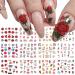 Rose Flower Nail Art Stickers Spring Summer Nail Decals Watercolor Blossom Flower Rose Red Pink Nail Designs Water Transfer Nail Accessories Floral Nail Art Supplies for Women DIY Acrylic Nails12Pcs E2