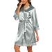 BESDEL Women's Satin Silk V-Neck Kimono Robe XL Grey - Buy Online on GoSupps.com