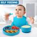 Baby Feeding Set - Silicone Bib, Suction Divided Bowl, Spoon, Fork - Toddler Utensils for Baby Led Weaning - Blue (6 Months) - Buy Online on GoSupps.com