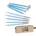 Ecjiuyi 9PCS Sculpting Tools 4PCS Double-Ended Metal Ceramic Clay Ball Stylus Dotting Tools and 5PCS 2 Way Silicone Polymer and Embossing Paper Flower Indentation Tool Set blue