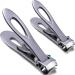 2 Pieces Oversized Thick Nail Clippers Wide Nail Cutter for Thick Toenails and Fingernails, 15mm Nail Clippers Stainless Steel Toenail Fingernail Clipper Trimmer for Men, Adults (Silver)