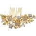 Viupolsor Wedding Bridal Hair Combs Vintage Imitation Crystal Hairpins Prom Jewelry Gold Silver Flower Pattern Hair Accessories Pins Women Gold