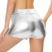 Kepblom Women's Metallic High Waisted Booty Shorts in Silver - Perfect for Dance, Festivals & Raves - Size Medium - Buy Online on GoSupps.com