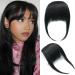 Real Human Hair Bangs Thick Hair Bangs Clip in Fringe Hair Extension Unprocessed Fringe 1b# Black Color Thick Bangs 1b# Black