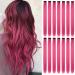 16Pcs Colored Clip in Hair Extensions 22 Inch Colorful Highlights Hairpieces Straight & Long Heat-Resistant Synthetic Hair Accessories for Kid Girls Women Party Hair Decor (16Pcs-Rose Red)