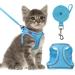 Cat Harness and Leash- Reflective Mesh Cat Vest for Walking Outdoor- Escape Proof Kitten Puppy Vest Harness -Comfort Fit, Lightweight, Easy Control S Blue