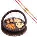 Ghasitaram Gifts Rakhi Gifts for Brothers Dryfruit - Foldable Basket of Cashews Almonds Pistachios Sugarfree Bites with 2 Pearl Rakhis