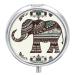 Round Pill Box Bohemian Elephant Pattern Print 3 Compartment Medicine Pill Case Print Pill Organizer Decorative Metal Portable Pill Box Pocket Pill Box Style