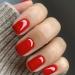 Red Press on Nails Short Square Fake Nails Classic Red Glossy Handmade Gel False Nails Solid Color Thick Acrylic Nails Stick On Nails Reusable Salon Oval Glue On Nails for Women Manicure Decor 24Pcs color-2
