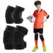 EUALNT Elbow and Knee Pad for Kids, Children Protective Knee Brace with Padded Sponge, Soft Breathable Adjustable Protective Gear Set for Volleyball Tennis Basketball Cycling Running Dancing Crawling Black M